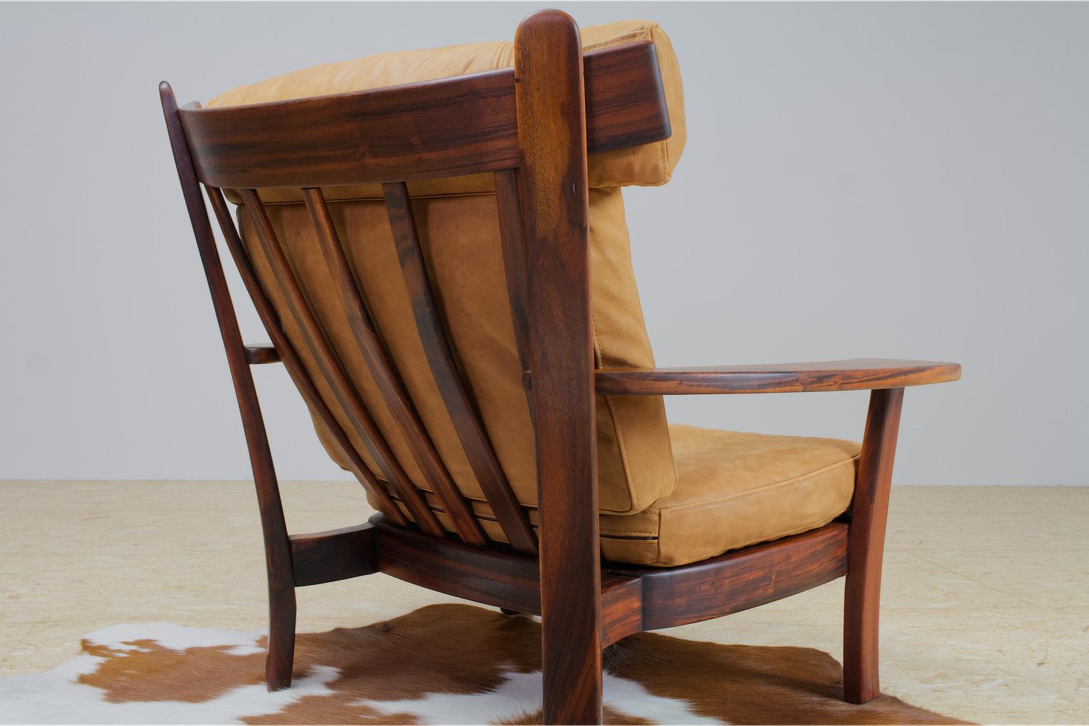 Mid-Century Modern Large Brutalist Midcentury Rosewood and Leather 'Ox' Lounge Chair, 1960s For Sale