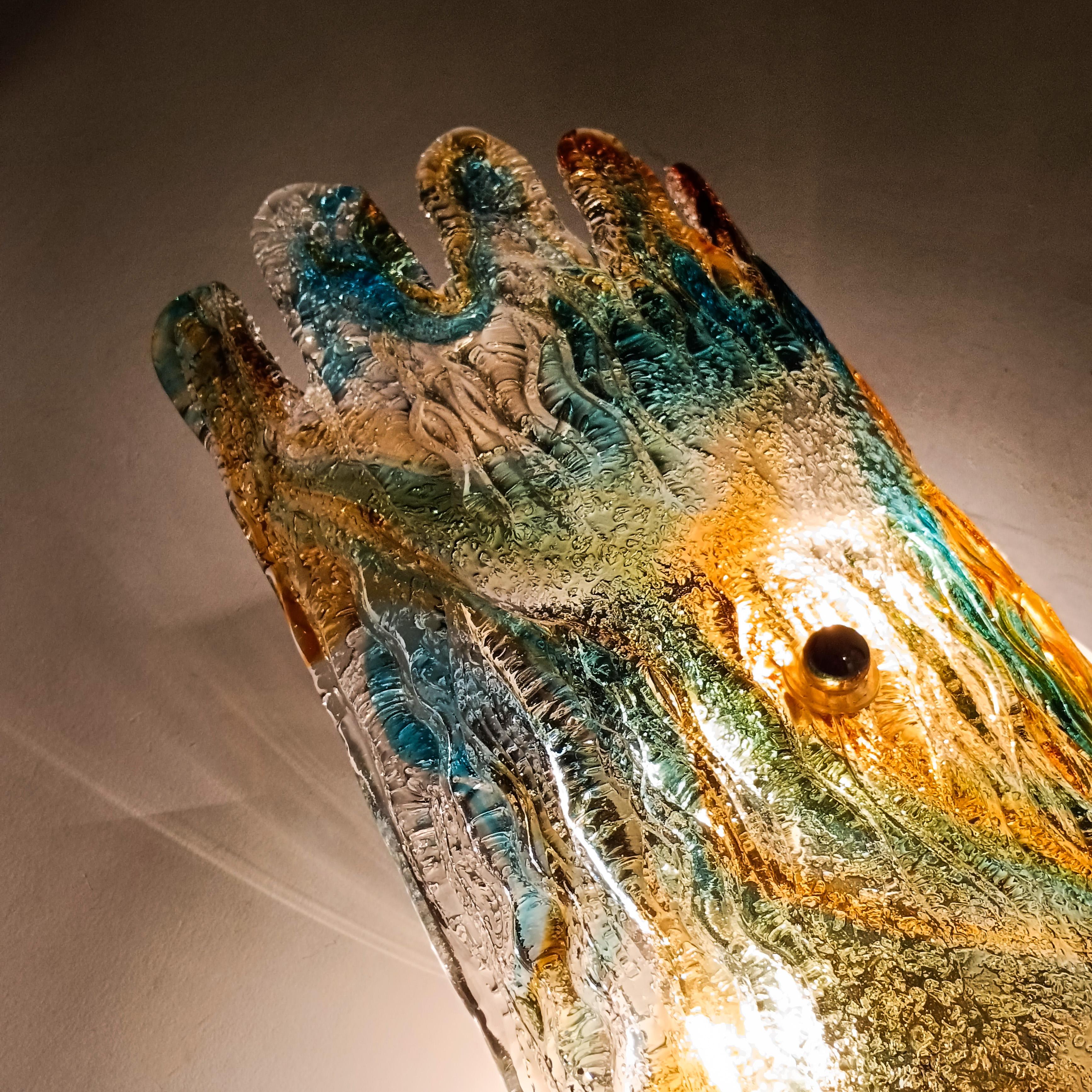 Large brutalist Murano glass wall lamp by Toni Zuccheri, Italy, 60s For Sale 2