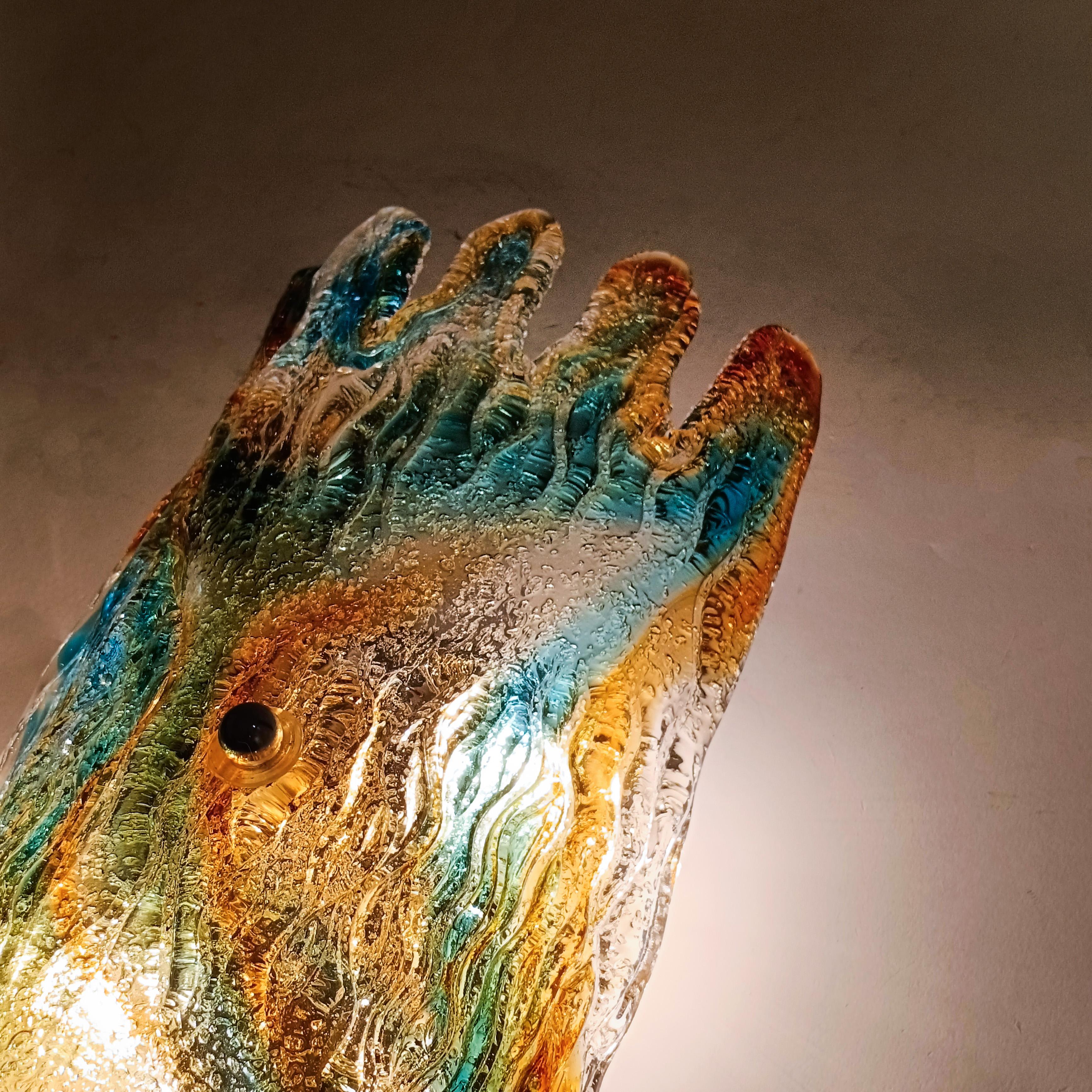 Italian Large brutalist Murano glass wall lamp by Toni Zuccheri, Italy, 60s For Sale