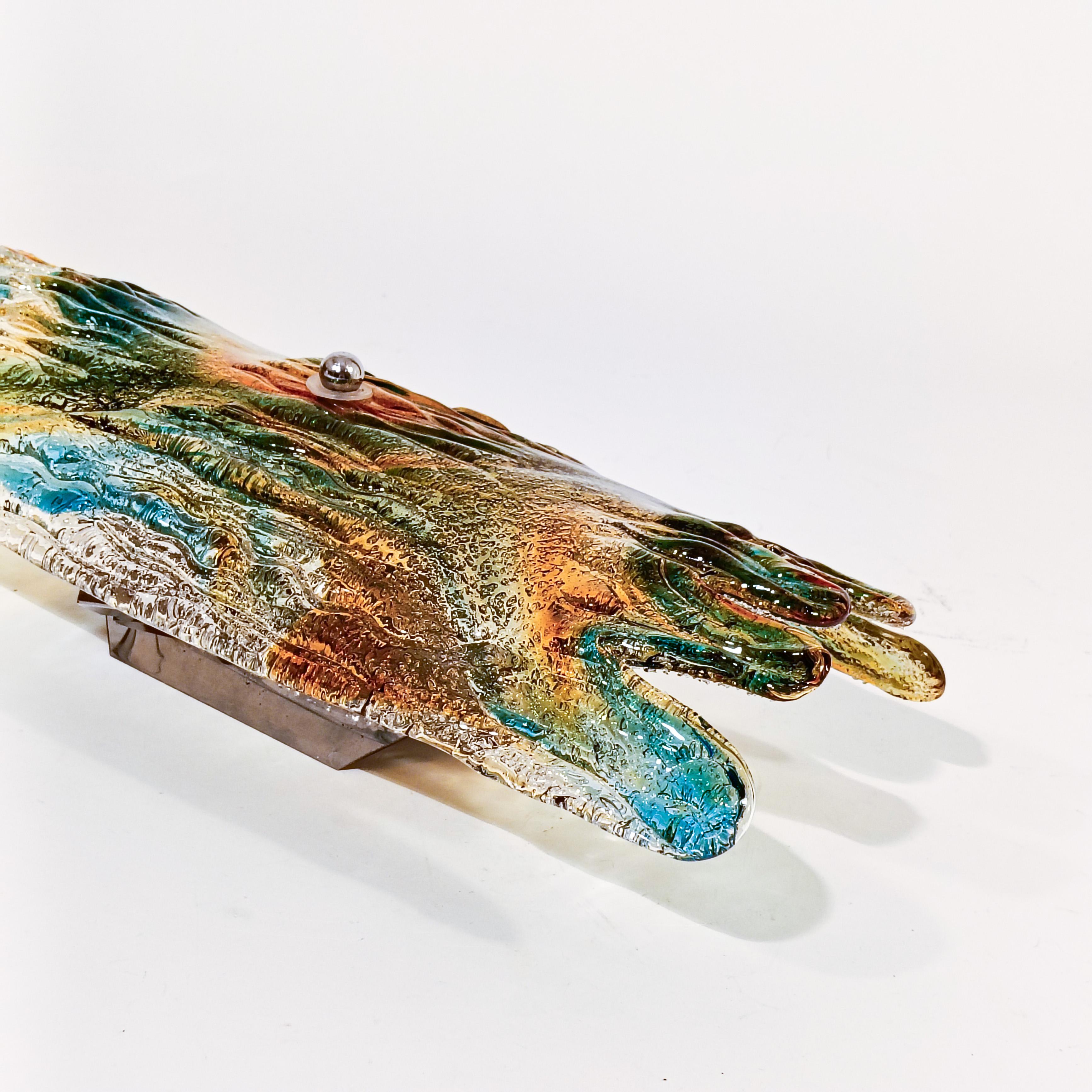 Mid-20th Century Large brutalist Murano glass wall lamp by Toni Zuccheri, Italy, 60s For Sale
