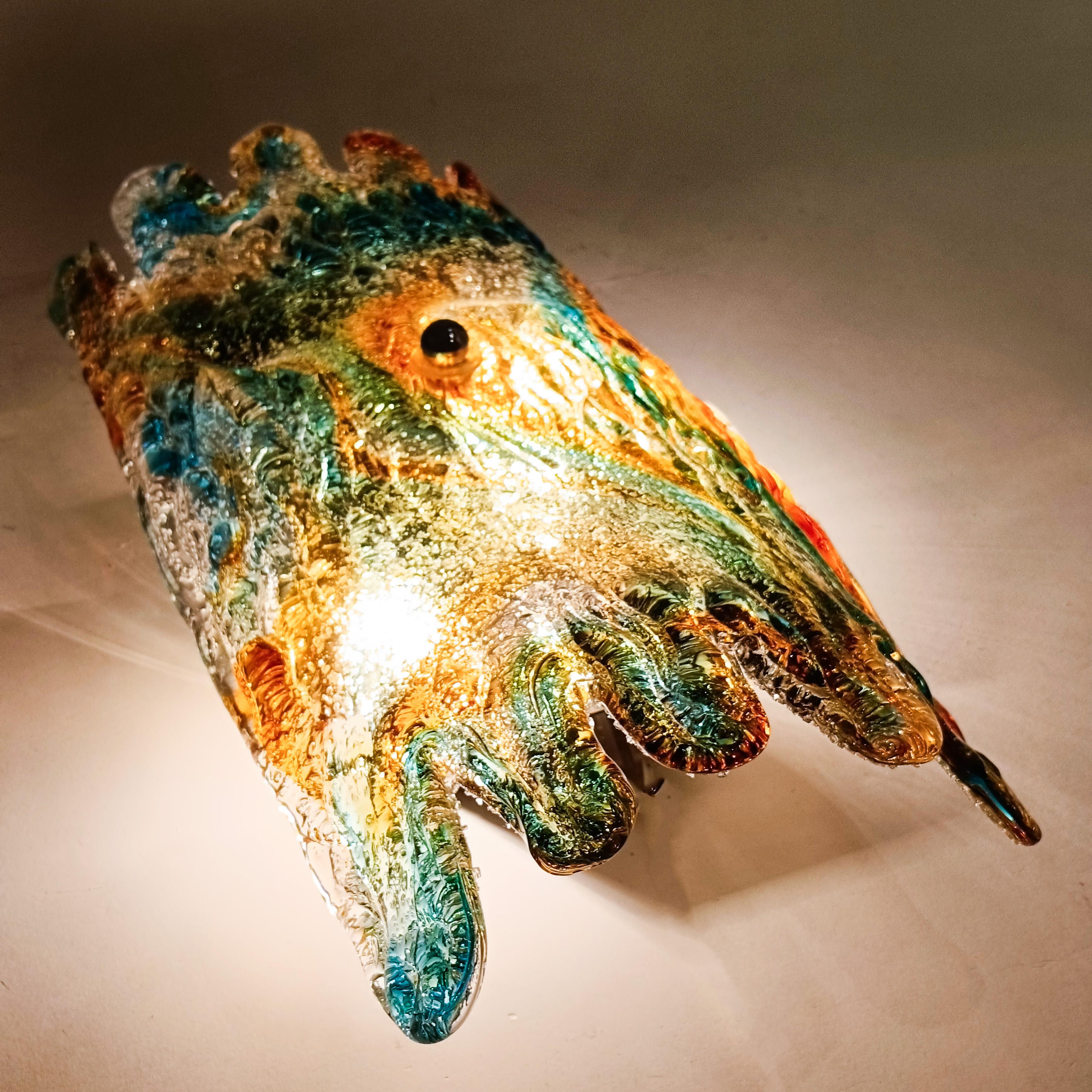Metal Large brutalist Murano glass wall lamp by Toni Zuccheri, Italy, 60s For Sale