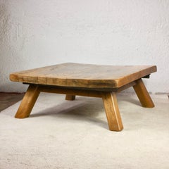Large brutalist oak coffee table from the 1950s