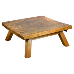 Large brutalist oak coffee table from the 1950s