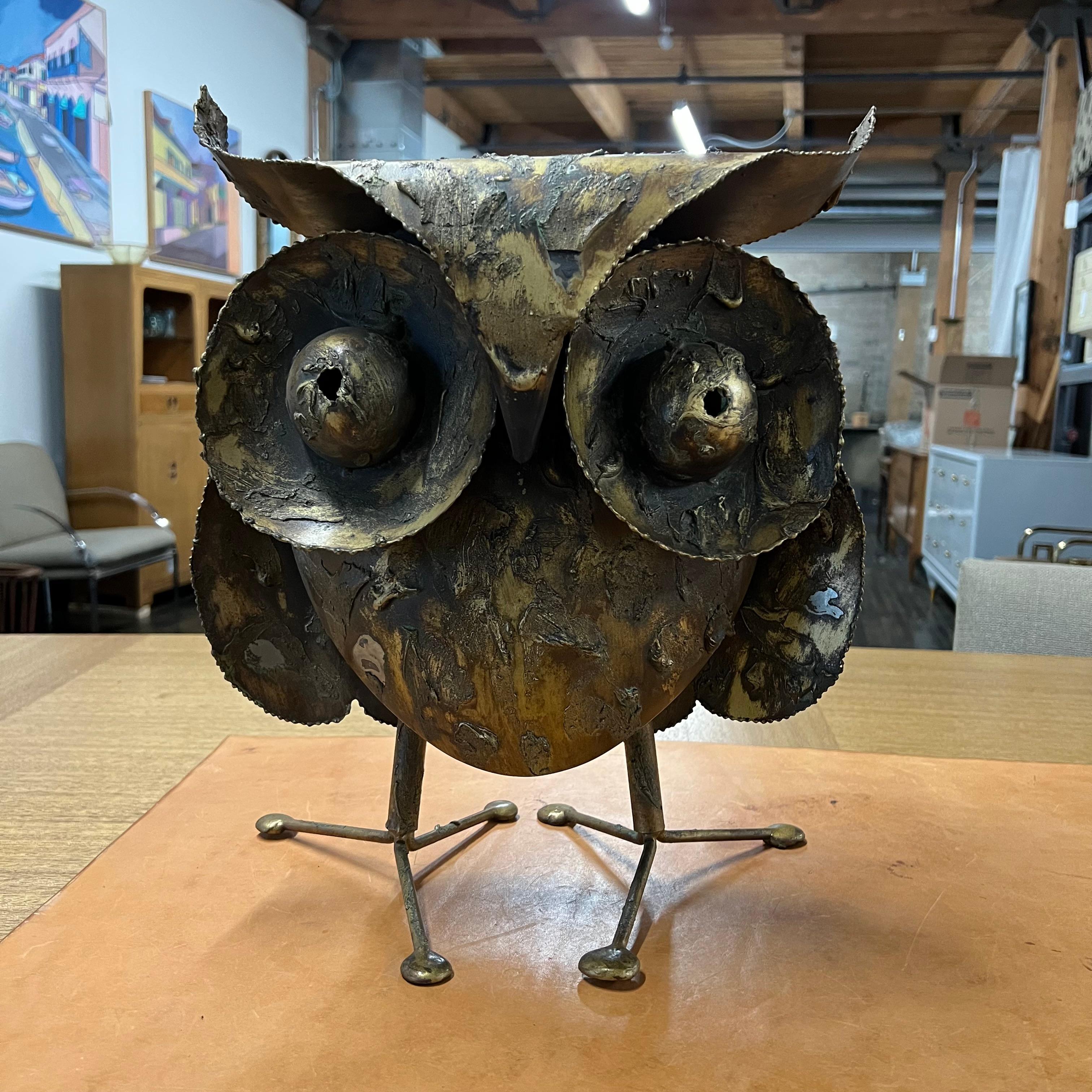 Large Brutalist Owl Sculpture by C Jere Signed and Dated 5