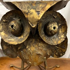 Large Brutalist Owl Sculpture by C Jere Signed and Dated