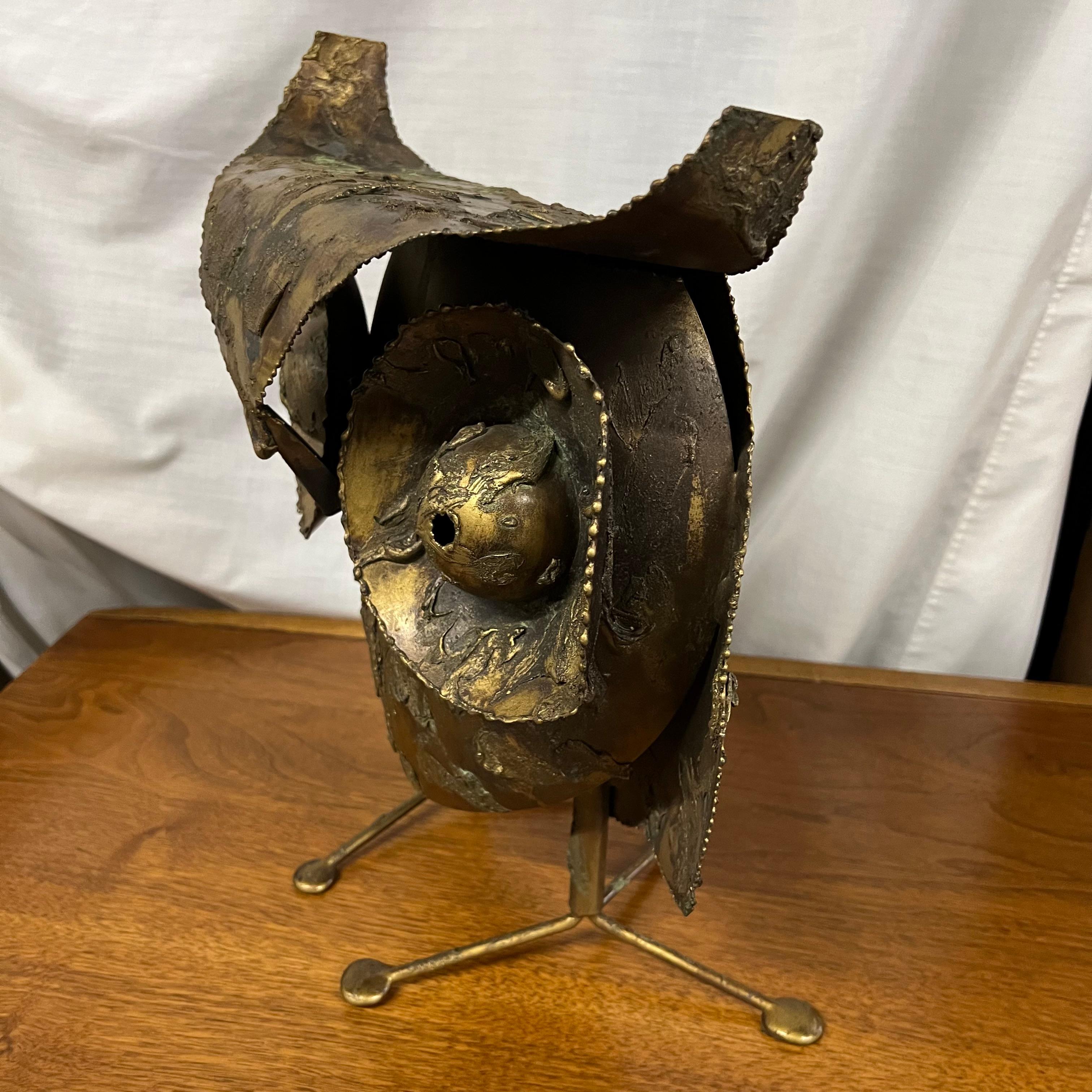 Late 20th Century Large Brutalist Owl Sculpture by C Jere Signed and Dated
