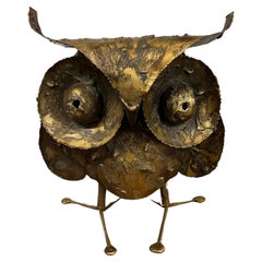 Large Brutalist Owl Sculpture by C Jere Signed and Dated