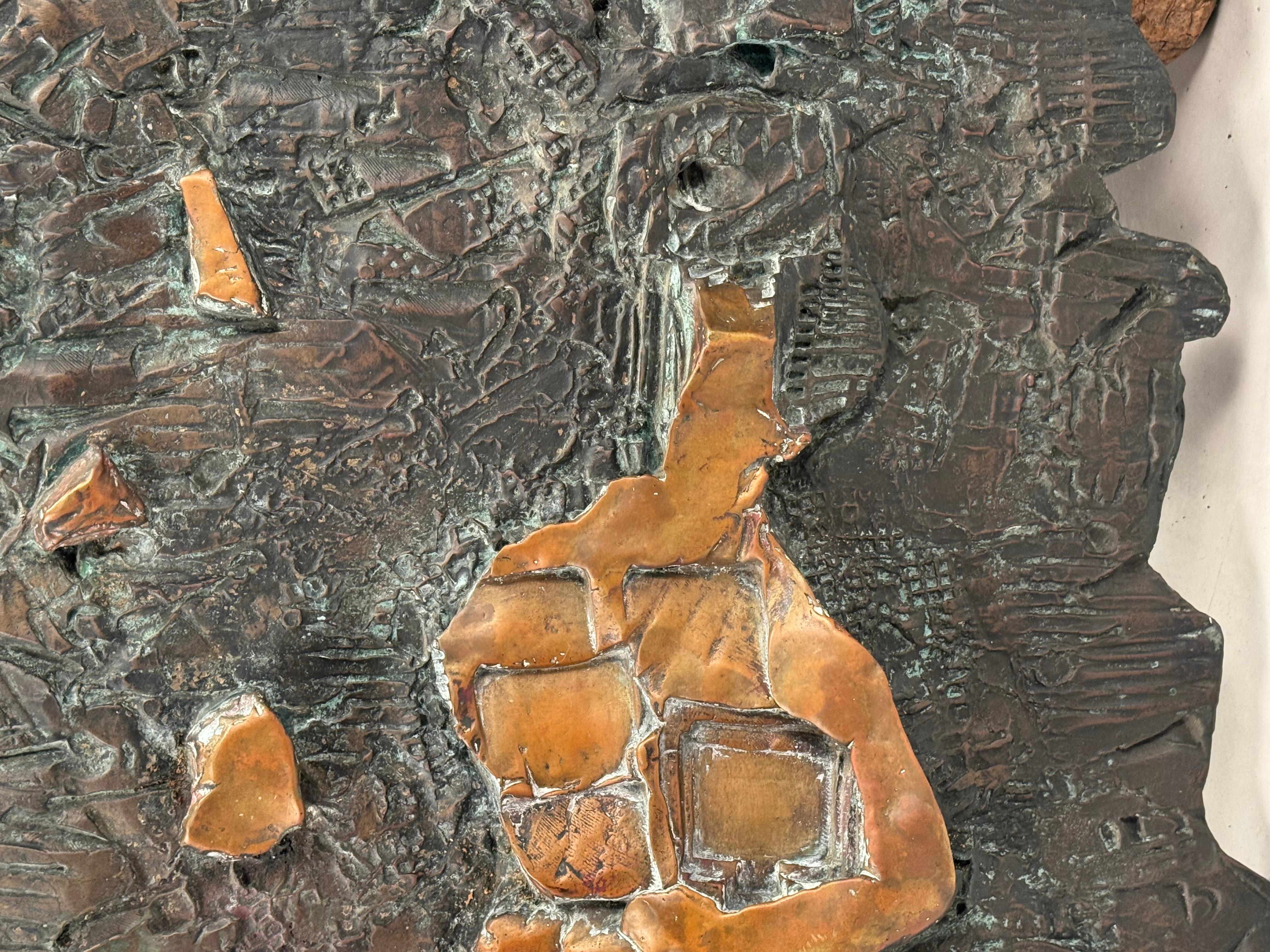 Große brutalistische Wandskulptur aus patinierter Bronze von Enrico Donati im Angebot 3