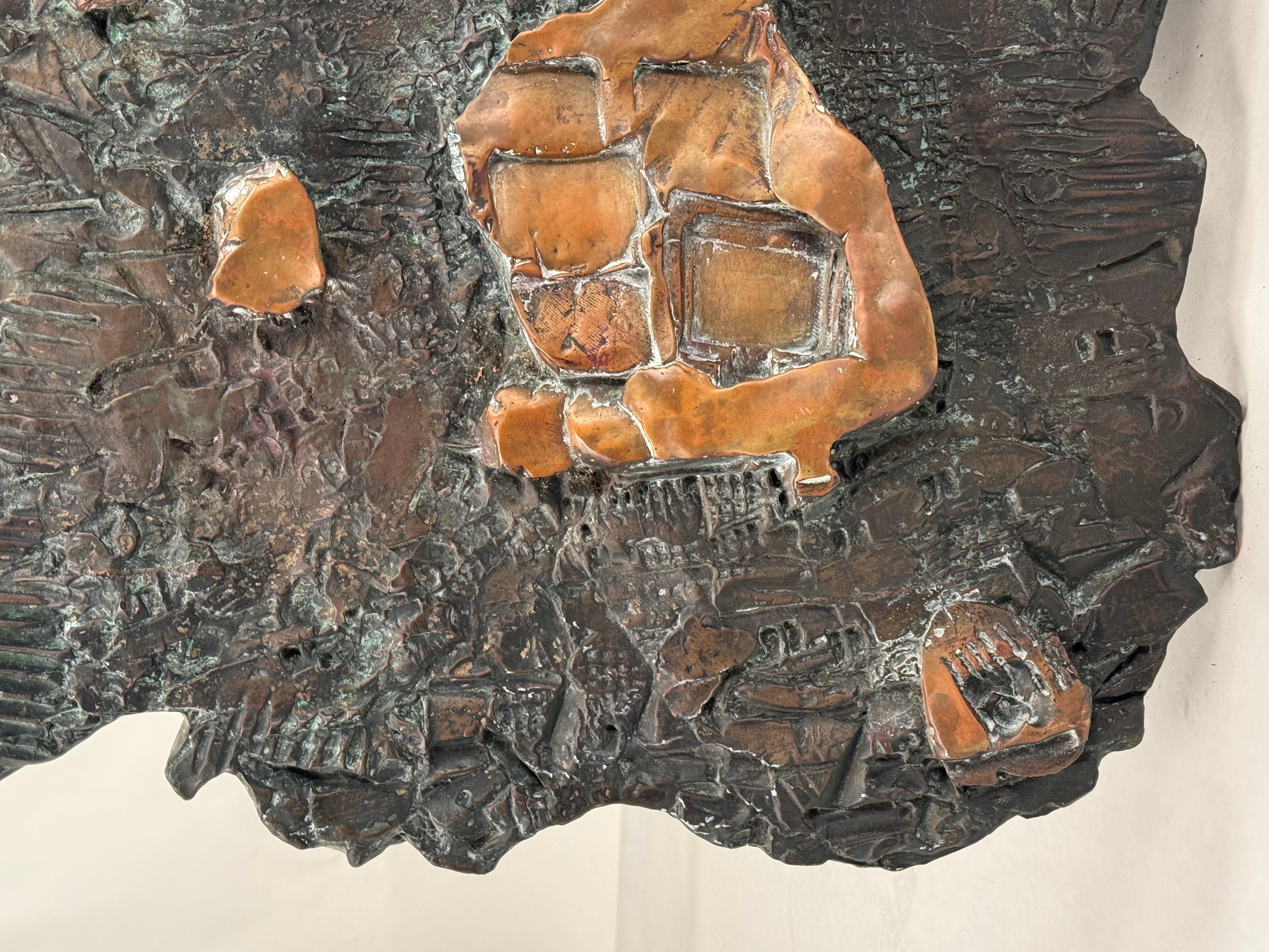 Große brutalistische Wandskulptur aus patinierter Bronze von Enrico Donati im Angebot 4