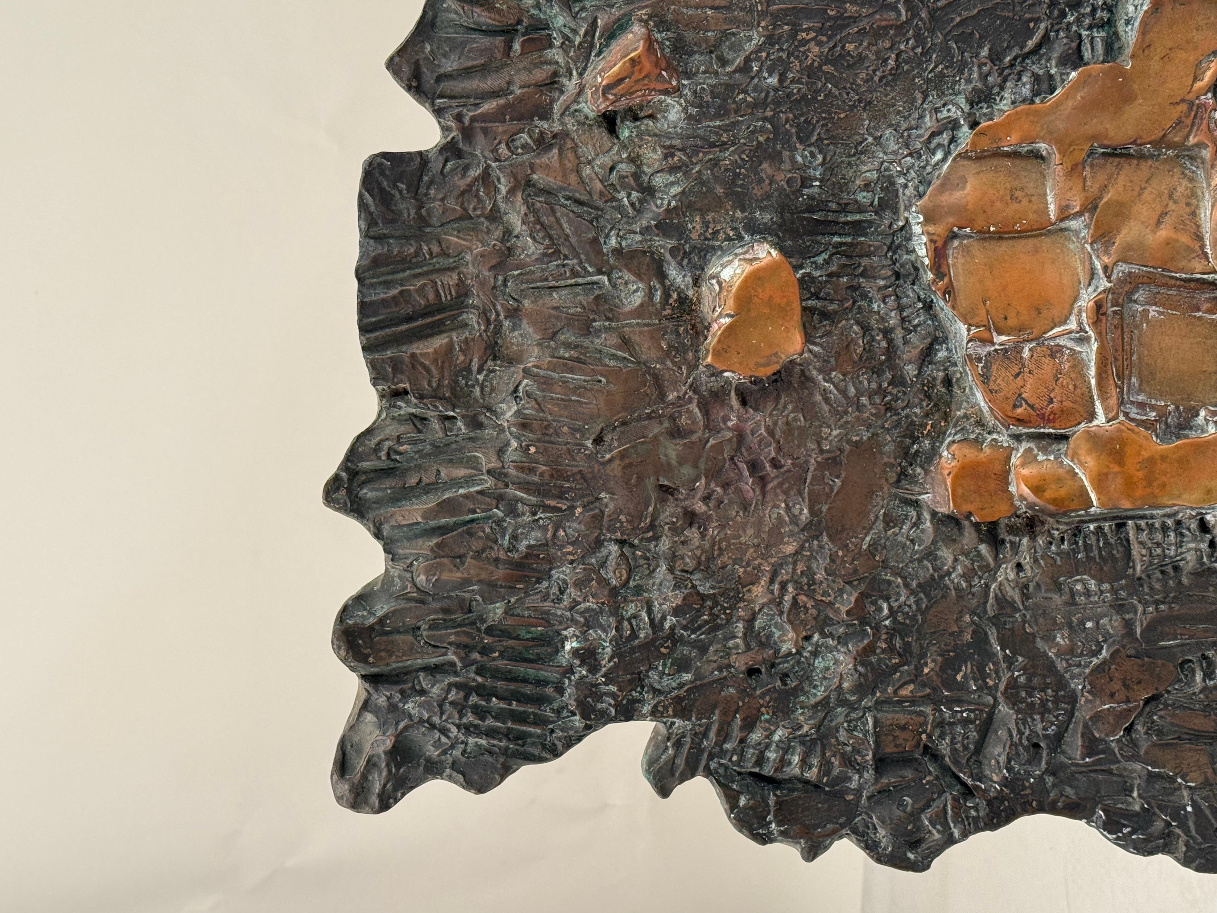 Große brutalistische Wandskulptur aus patinierter Bronze von Enrico Donati im Angebot 5