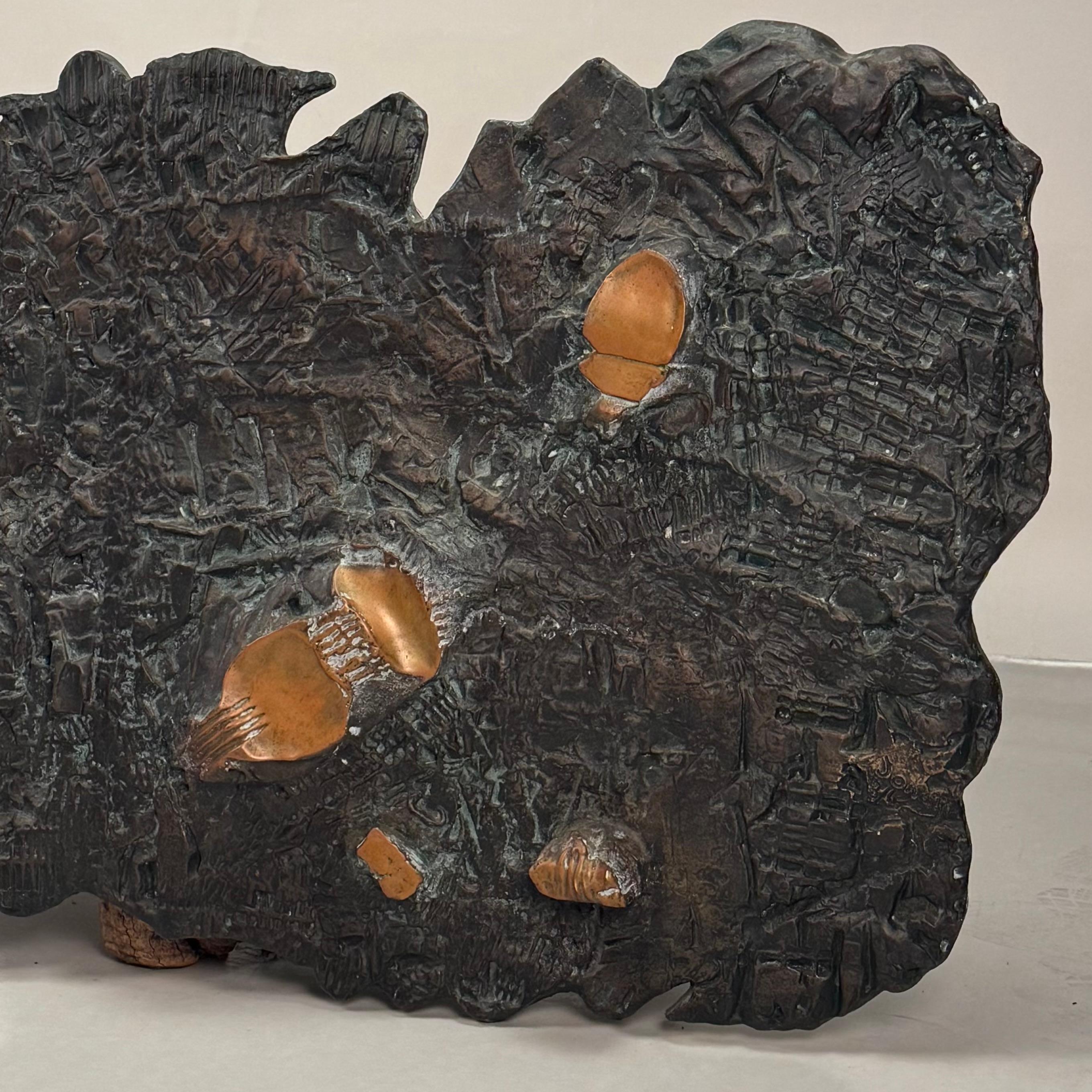 Große brutalistische Wandskulptur aus patinierter Bronze von Enrico Donati (Patiniert) im Angebot