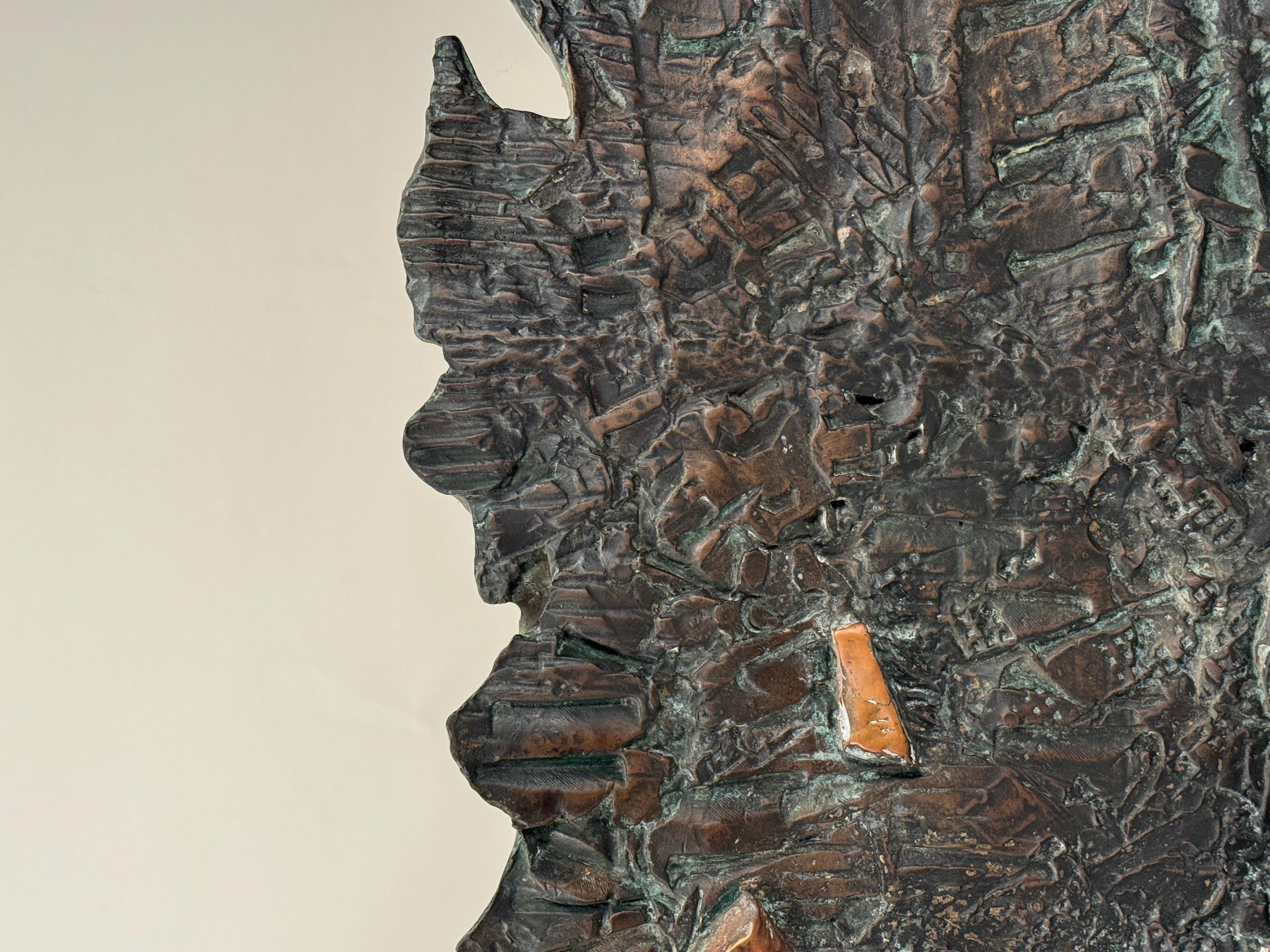 Große brutalistische Wandskulptur aus patinierter Bronze von Enrico Donati im Angebot 2