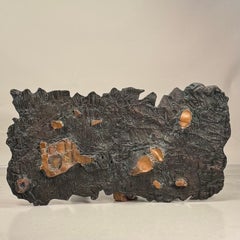 Large Brutalist Patinated Bronze Wall Sculpture by Enrico Donati