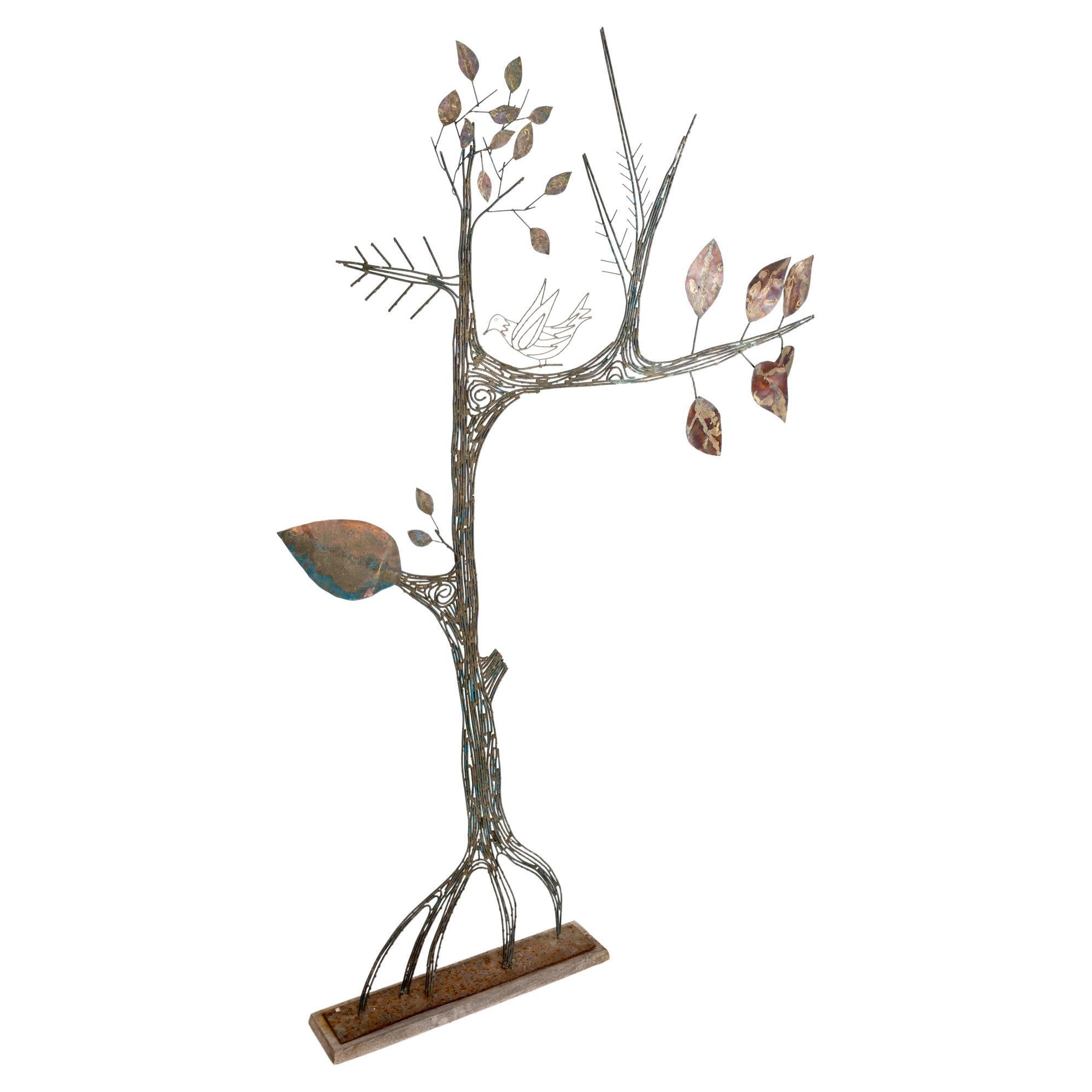 Monumental Mixed Metal Tree Sculpture For Sale at 1stDibs