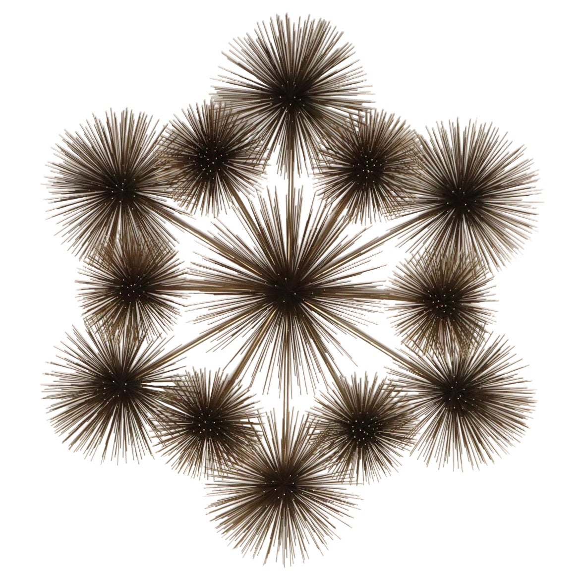 Large Brutalist "Pom Pom" Brass Wall Sculture by Curtis Jere Signed and Dated For Sale