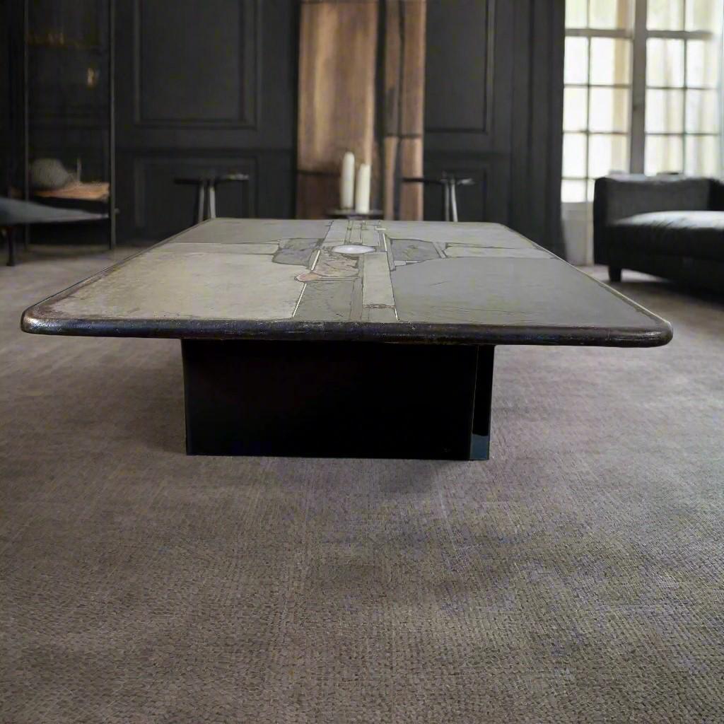 Brutalist coffee table designed and made by Paul Kingma †, The Netherlands 2000

Introducing the Brutalist Large Rectangular Coffee Table by renowned sculptor Paul Kingma, crafted in the Netherlands in 2000. This iconic piece is a testament to