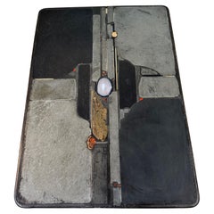 Large Brutalist Rectangular Slate Stone Agate Coffee Table by Paul Kingma