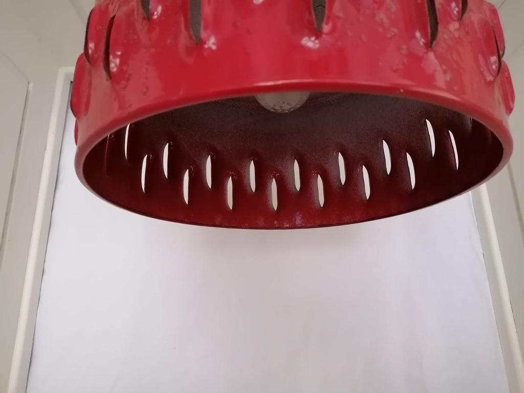 Large Brutalist Red Ceramic Pendant Lamp In Good Condition For Sale In Vienna, AT