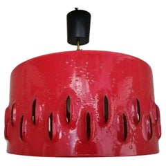Large Brutalist Red Ceramic Pendant Lamp