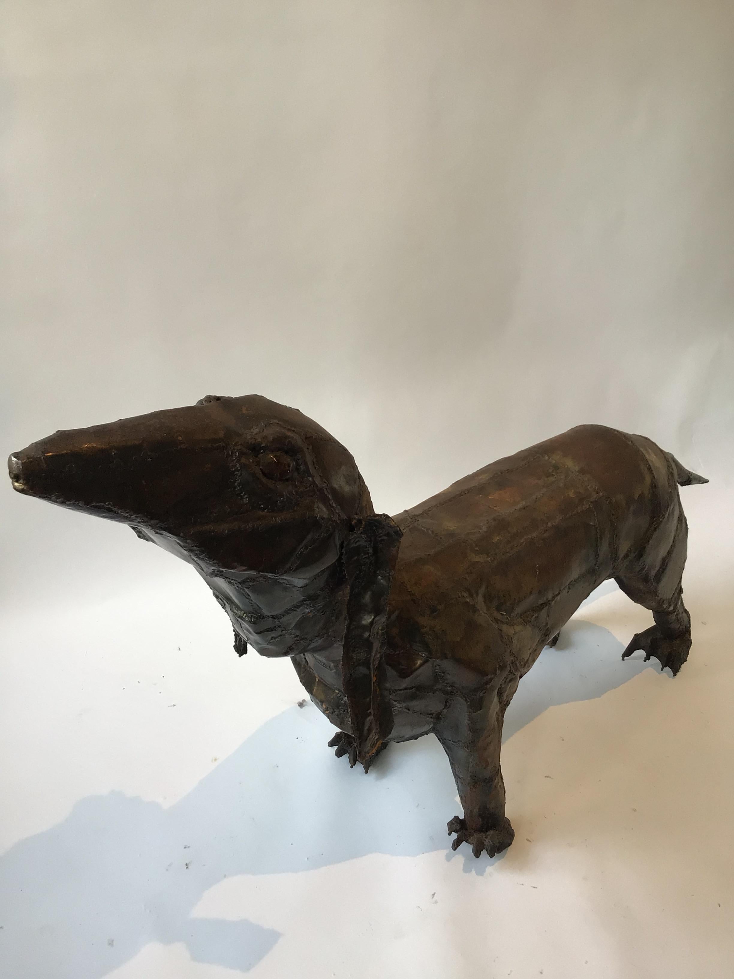 Large Brutalist Sculpture of Dachshund by David Brown For Sale 6