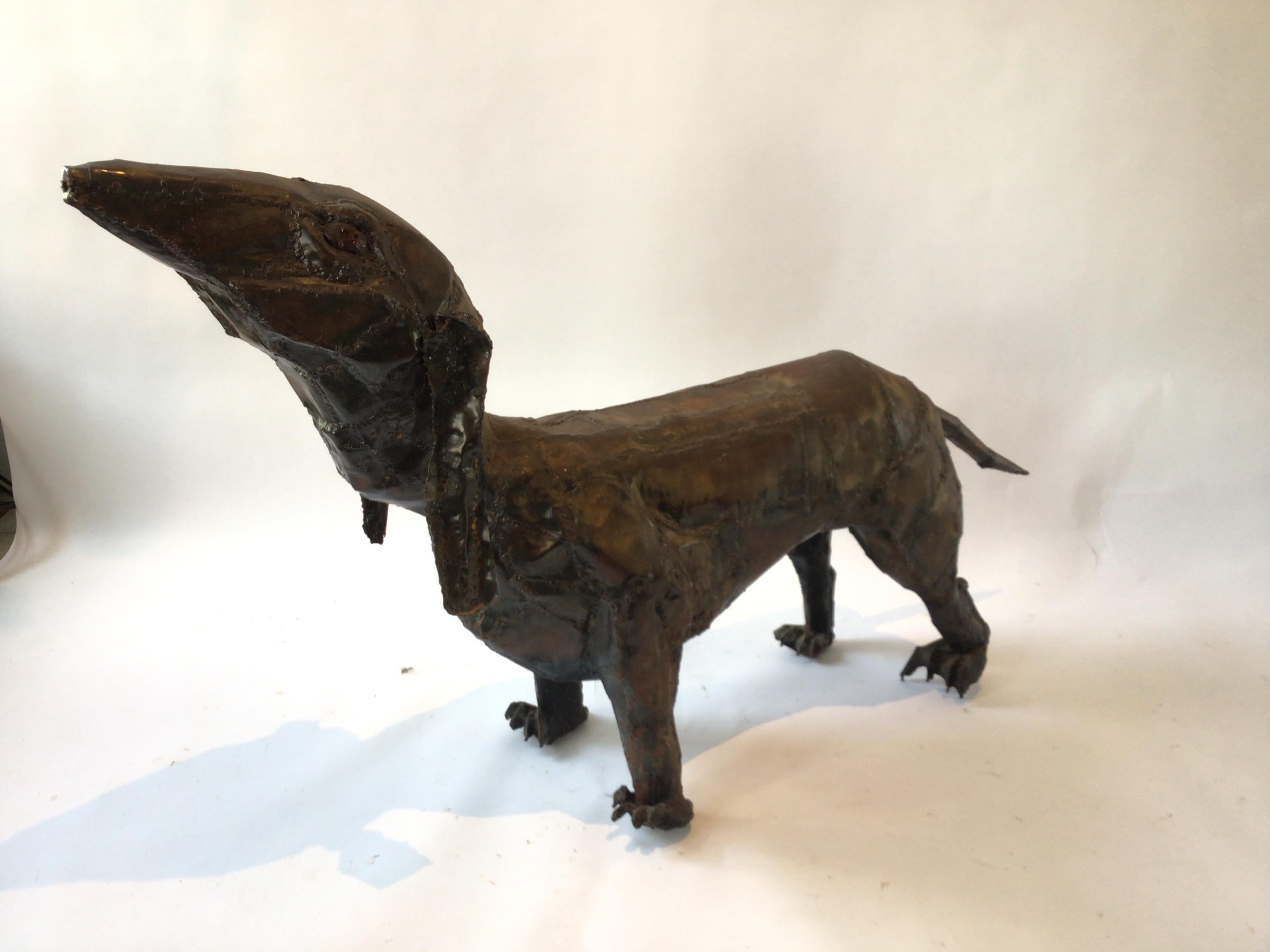 Late 20th Century Large Brutalist Sculpture of Dachshund by David Brown For Sale