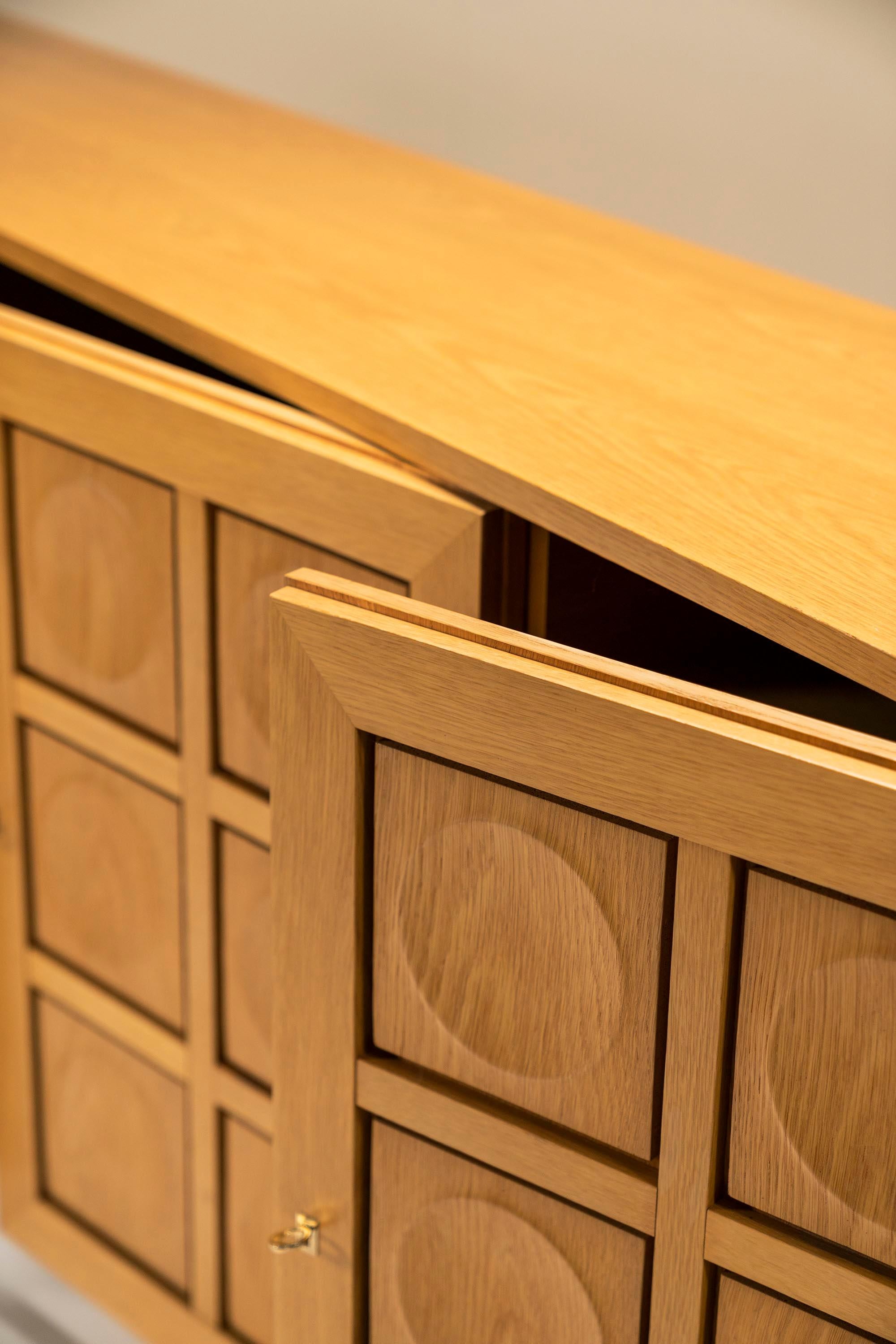 Late 20th Century Large Brutalist Sideboard in Natural Oak by Gerhard Bartels, Belgium, 1970s