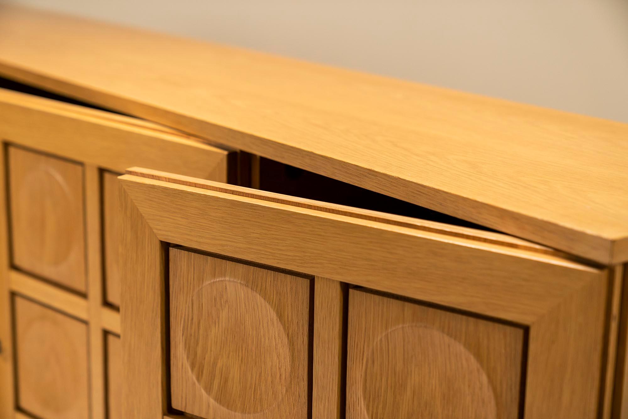 Large Brutalist Sideboard in Natural Oak by Gerhard Bartels, Belgium, 1970s 1