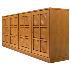 Large Brutalist Sideboard in Natural Oak by Gerhard Bartels, Belgium, 1970s