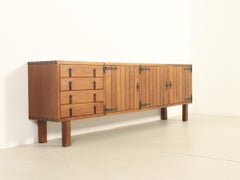 Large Brutalist Sideboard with Decor à la Gouge in the Style of Jean Touret
