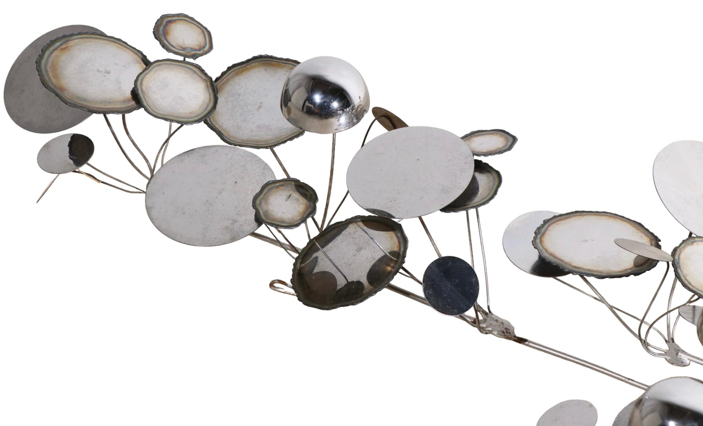 Large Brutalist Signed Jere Raindrops Wall Mount Sculpture in Chrome and Steel 8