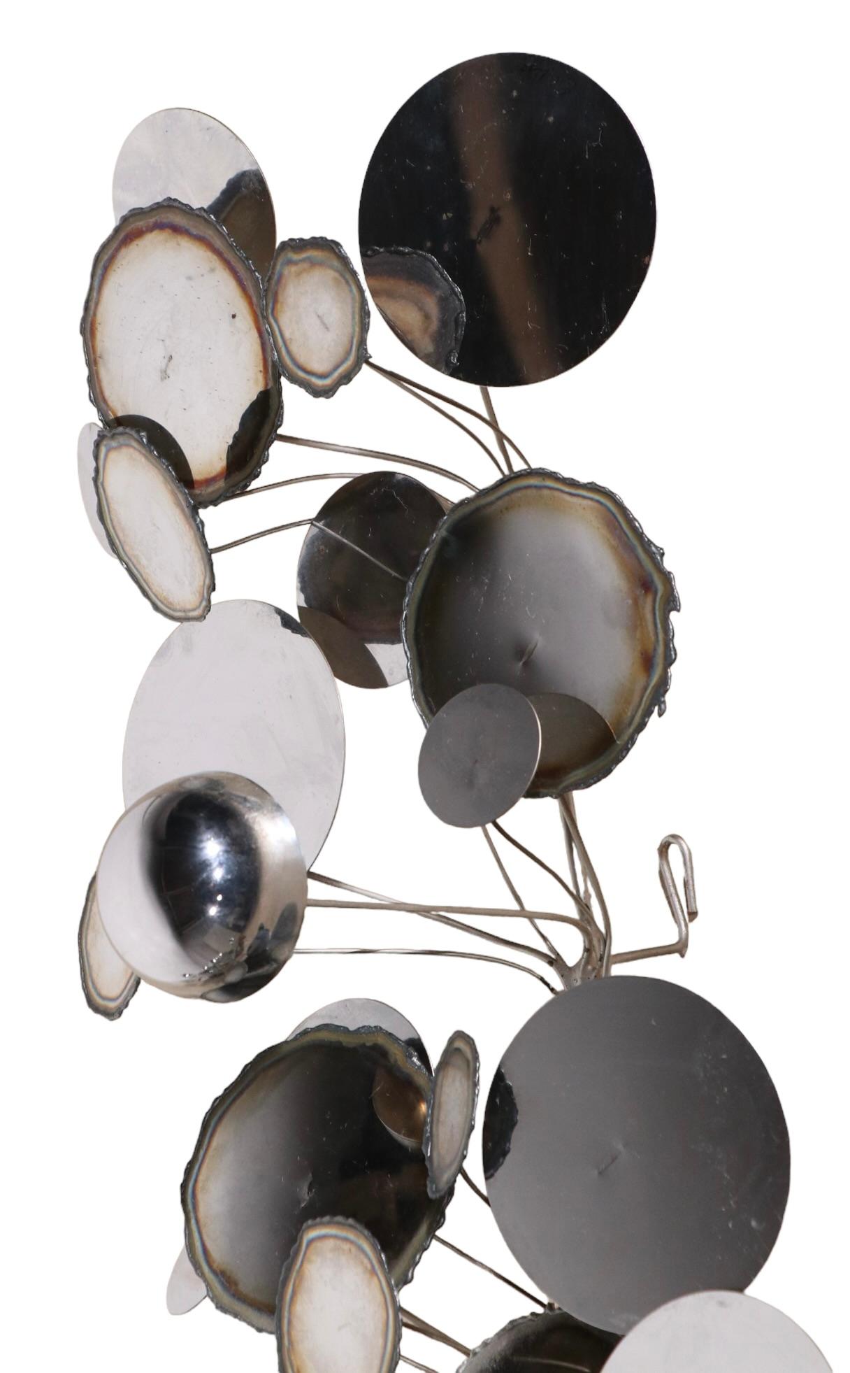Large Brutalist Signed Jere Raindrops Wall Mount Sculpture in Chrome and Steel 9