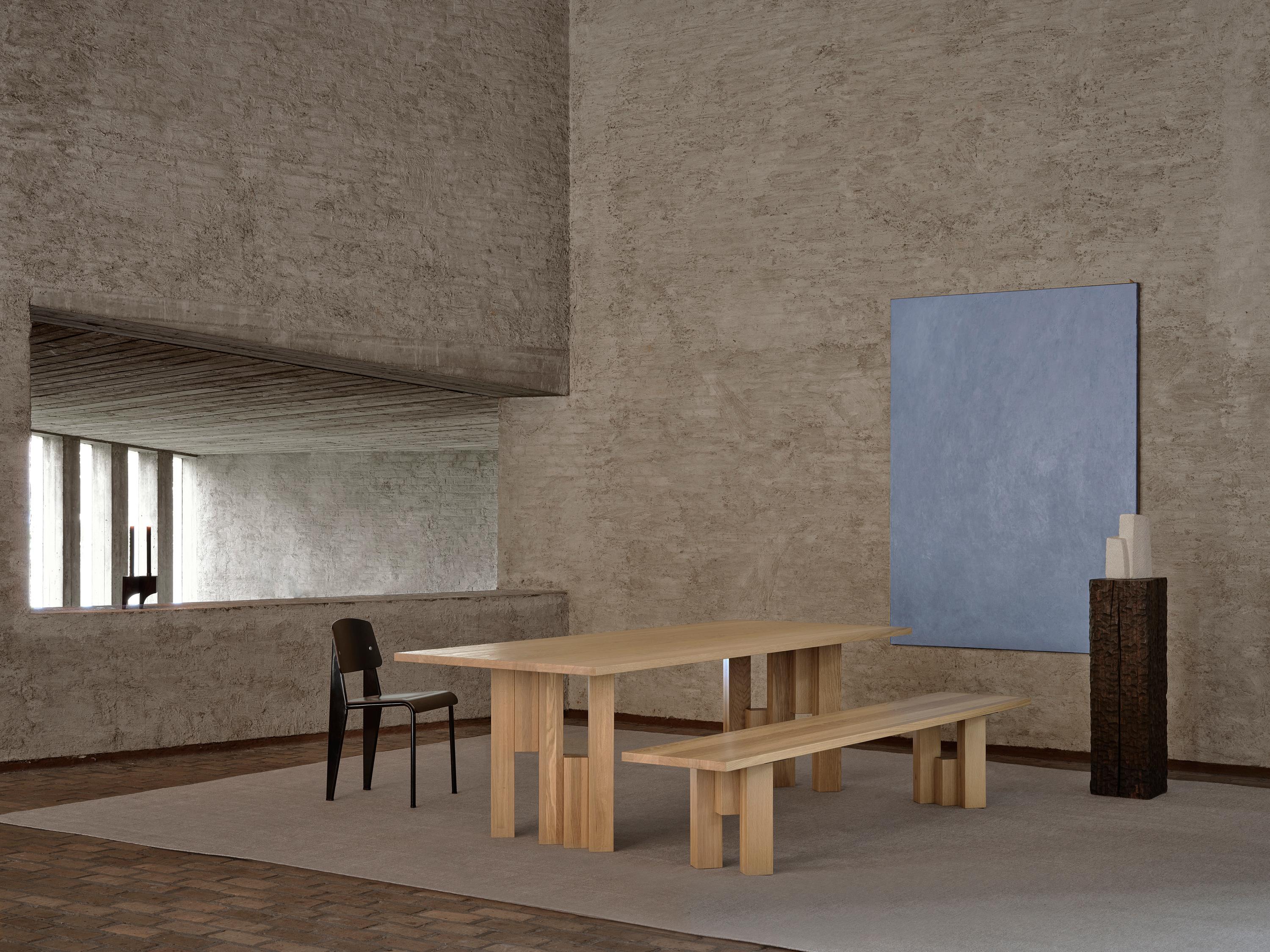 Dutch Large Brutalist Solid European Light Oak Dining Table - Fenestra by Mokko For Sale
