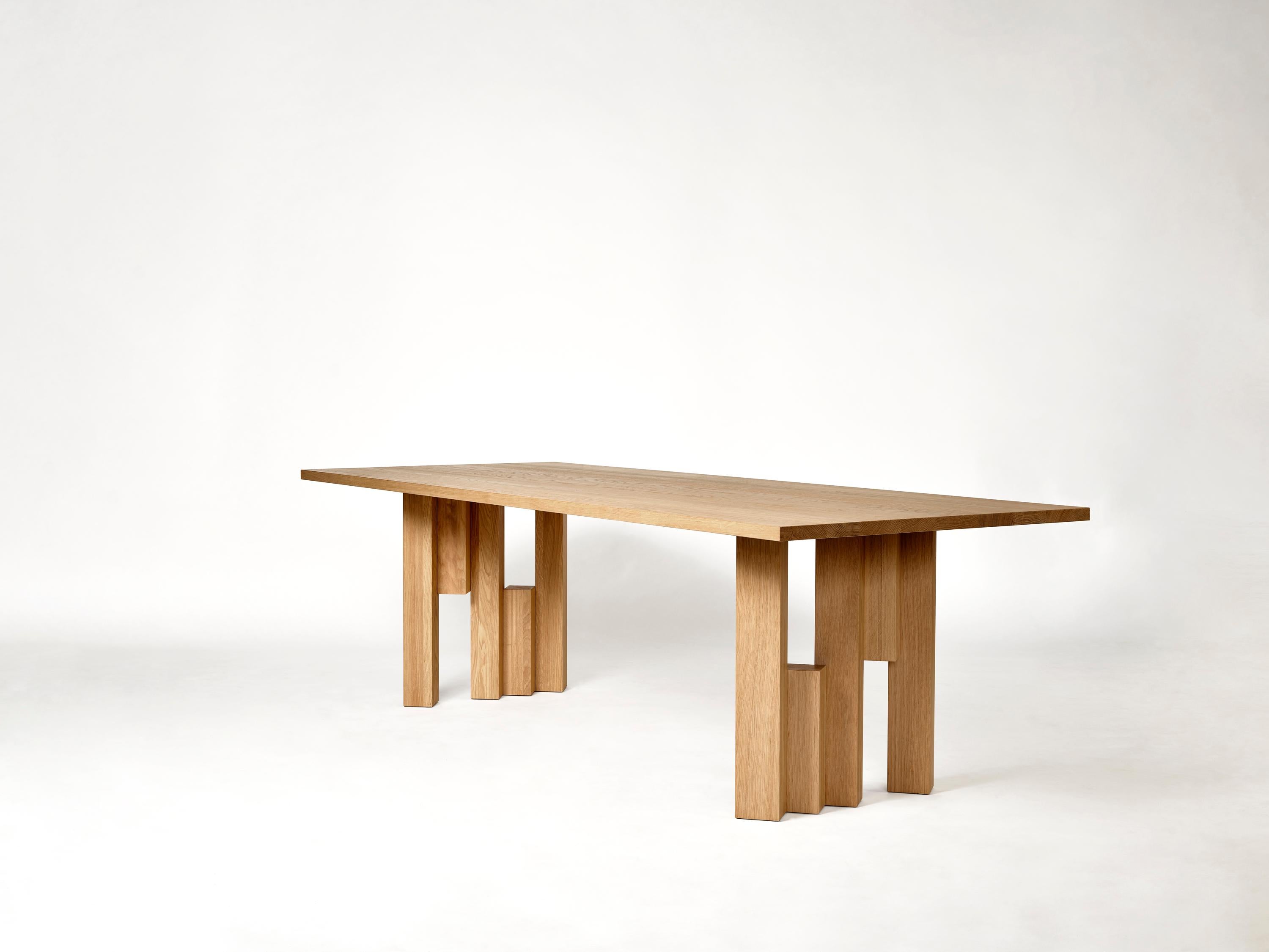Woodwork Large Brutalist Solid European Light Oak Dining Table - Fenestra by Mokko For Sale