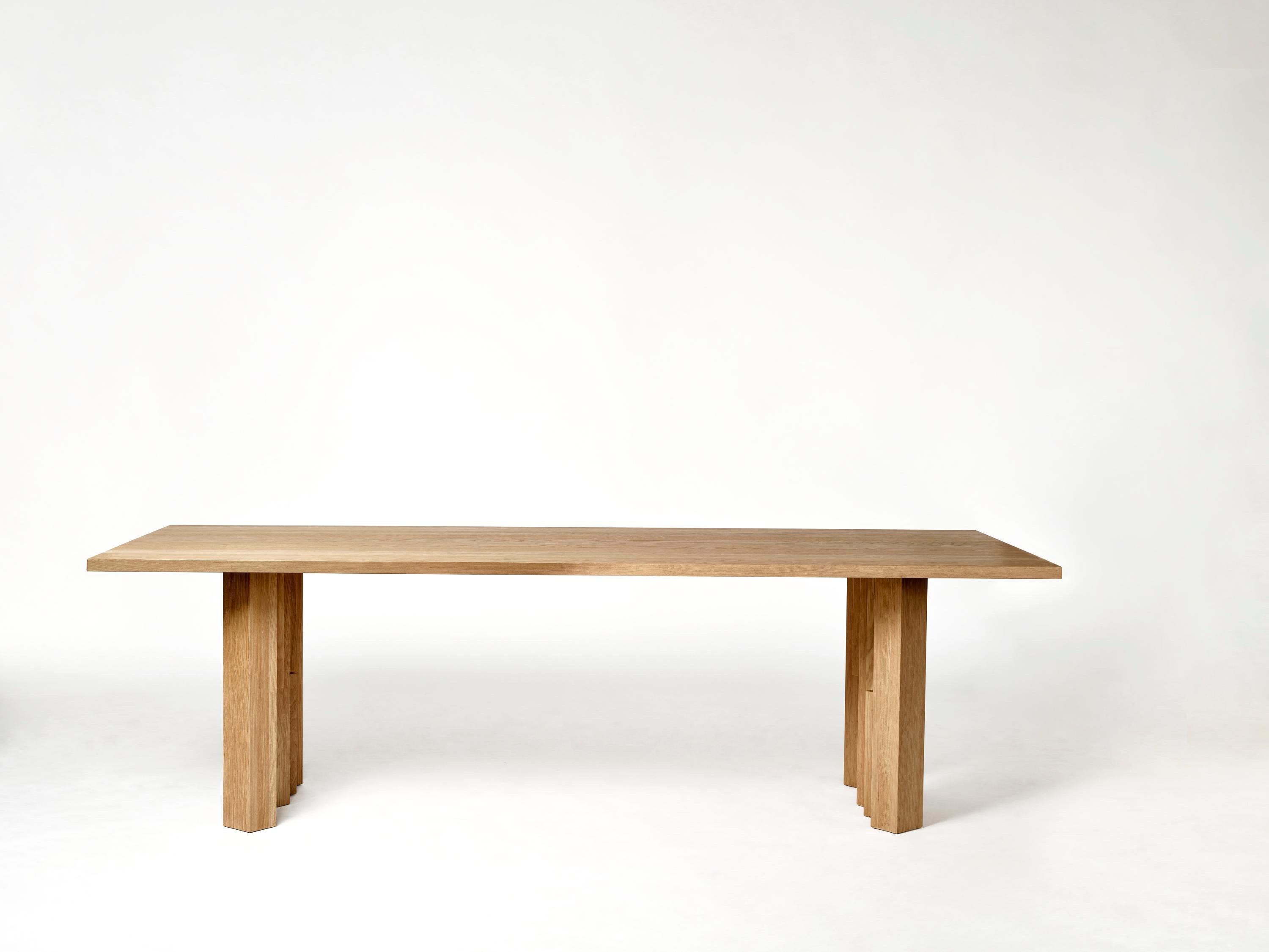 Large Brutalist Solid European Light Oak Dining Table - Fenestra by Mokko In New Condition For Sale In Amsterdam, NL