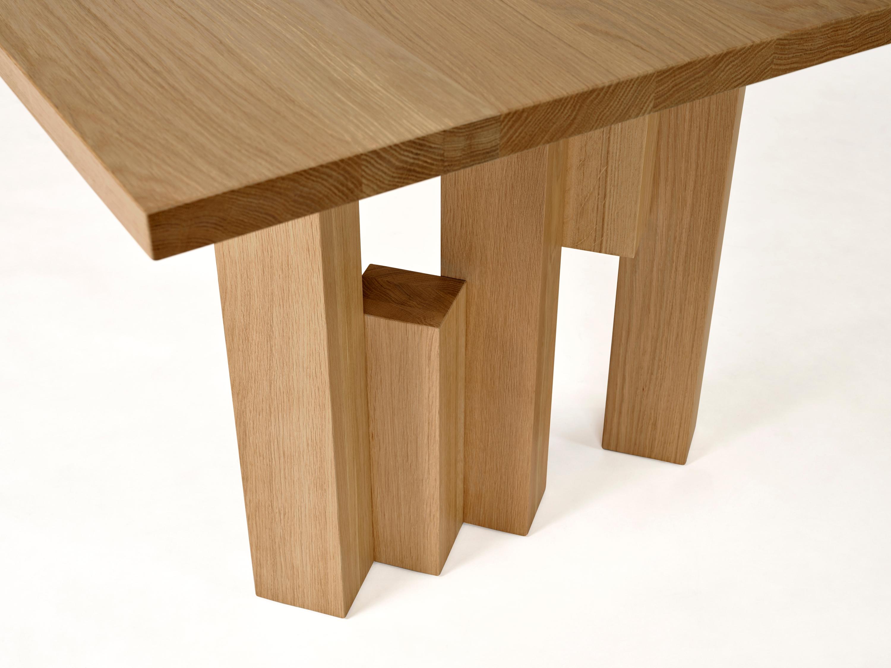 Contemporary Large Brutalist Solid European Light Oak Dining Table - Fenestra by Mokko For Sale