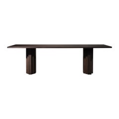 Grande tavolo da pranzo brutalista in legno massiccio di Oak Slim