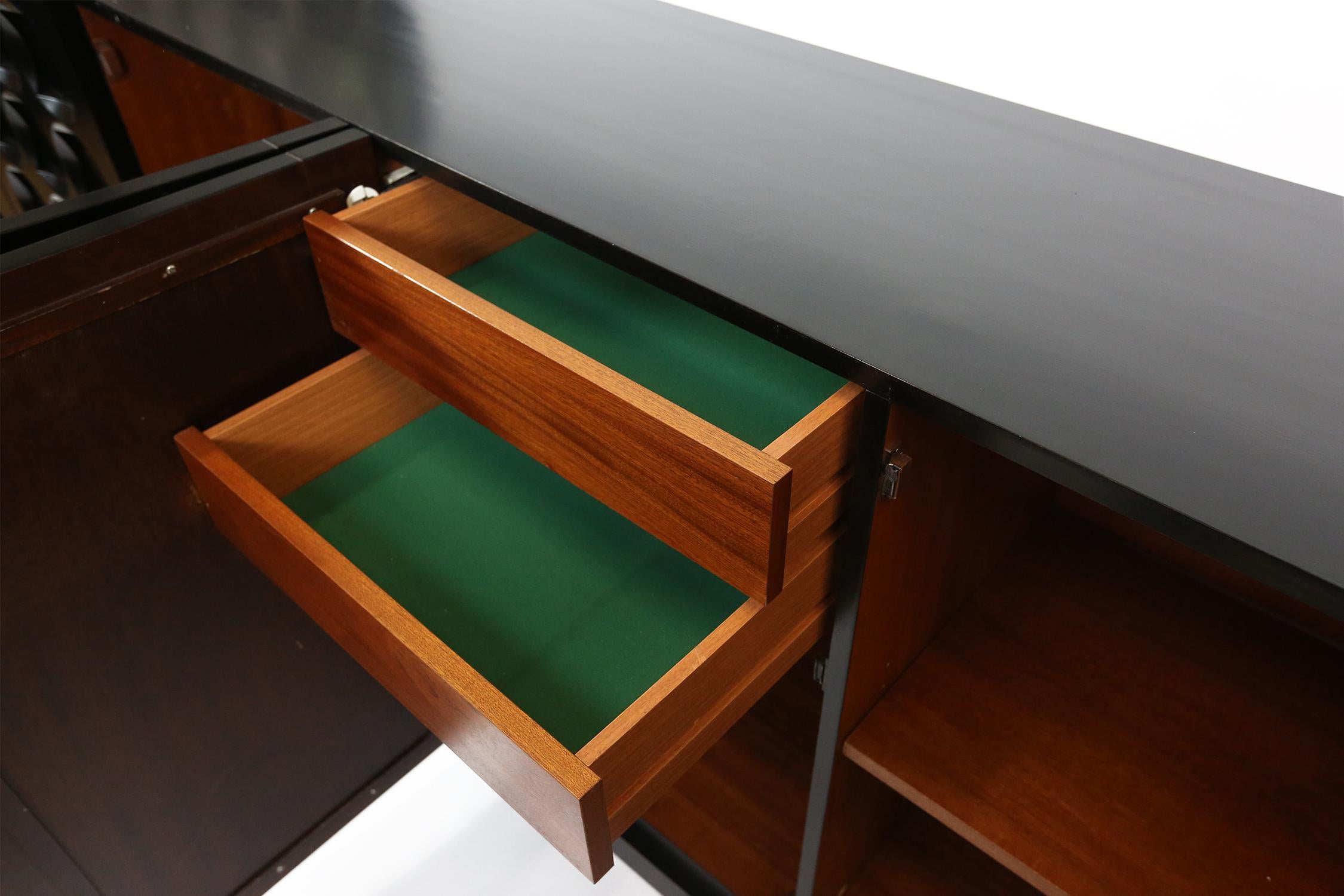 Large Brutalist Stained Mahogany Sideboard or Credenza, 1970s 2