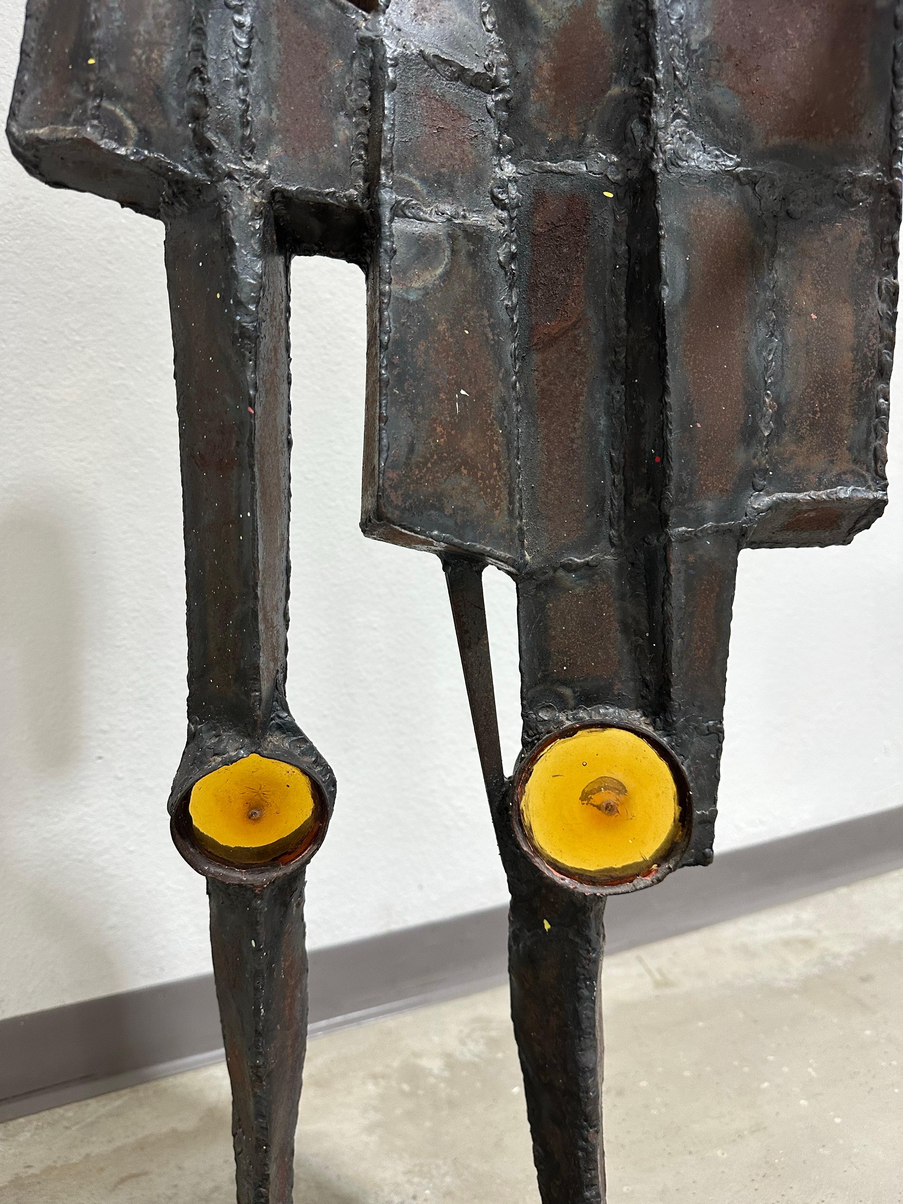 Large Brutalist Steel and Glass Figurative Sculpture For Sale 1