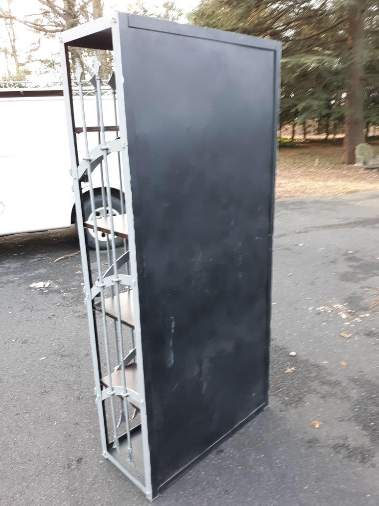 Large Brutalist Steel Armor Motif Cabinet 1