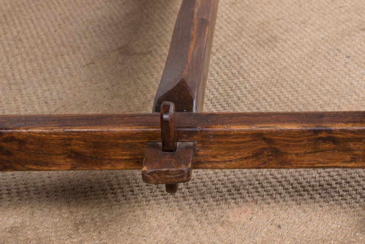 Large Brutalist style dining table in solid elm, Olavi Hanninen style, 1960s. For Sale 13