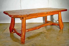 Large brutalist table in solid elm circa 1950/1960