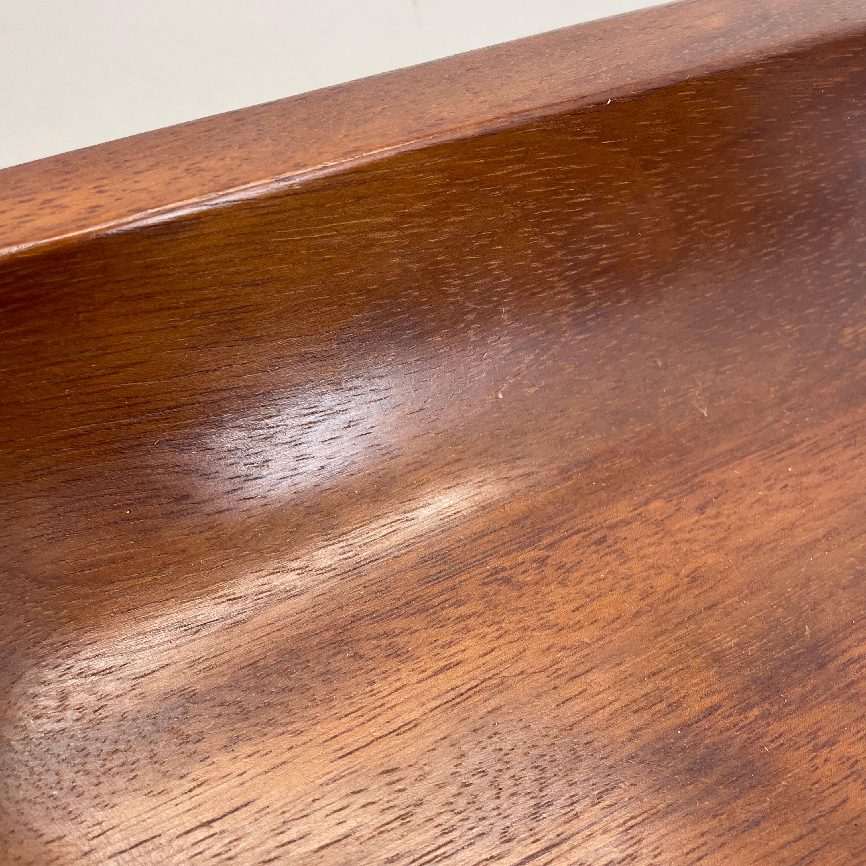 Large brutalist Teak Bowl with Brass Handles by Carl Auböck, Austria, 1950s For Sale 8