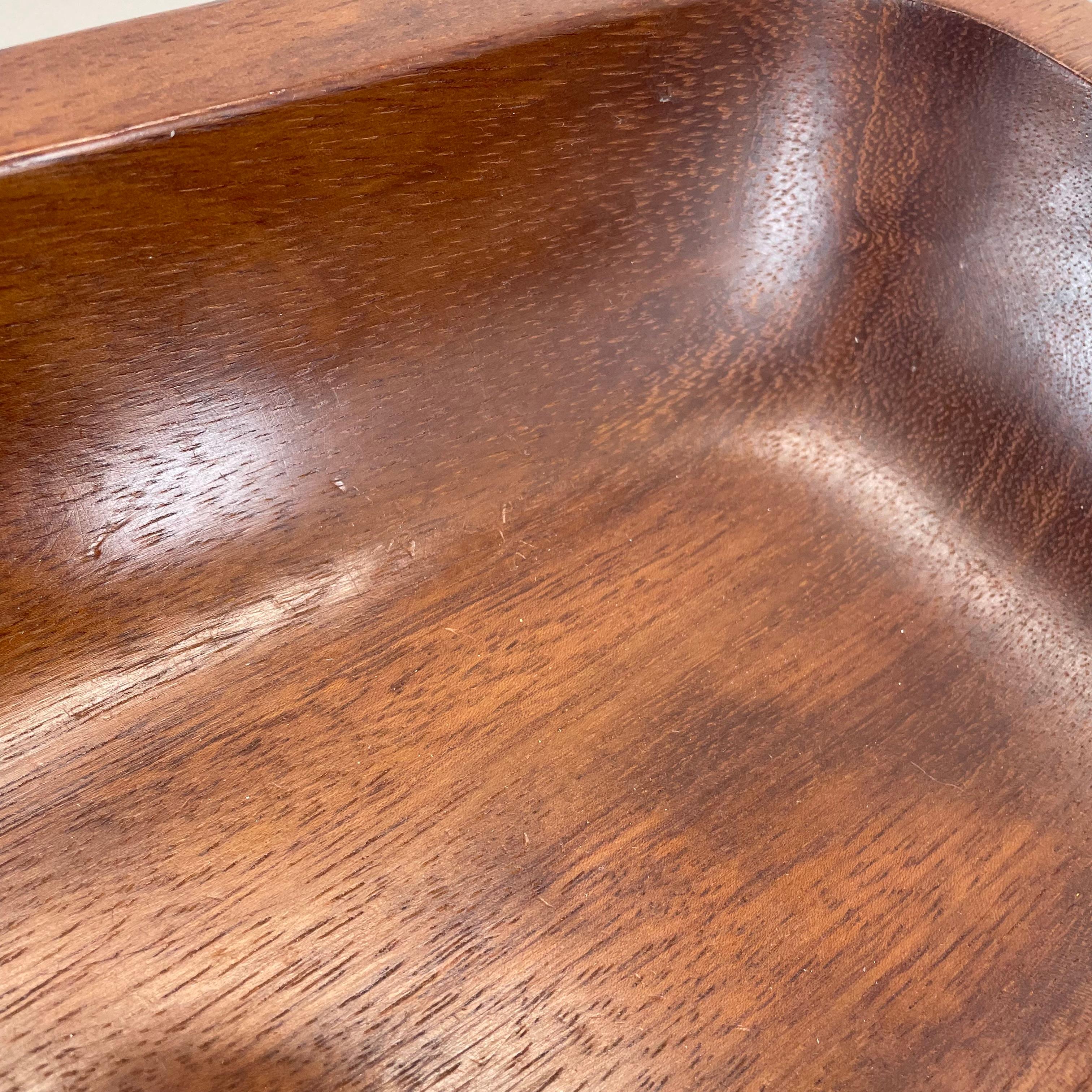 Large brutalist Teak Bowl with Brass Handles by Carl Auböck, Austria, 1950s For Sale 9