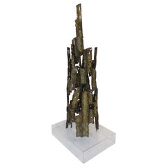 Grande scultura brutalista in metallo tagliato a torcia attribuita a Silas Seandel