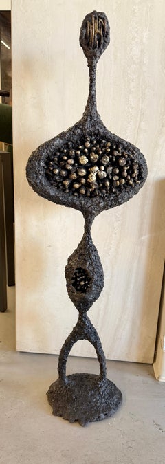 Large Brutalist Torch Cut Steel and Bronze Sculpture by James Bearden