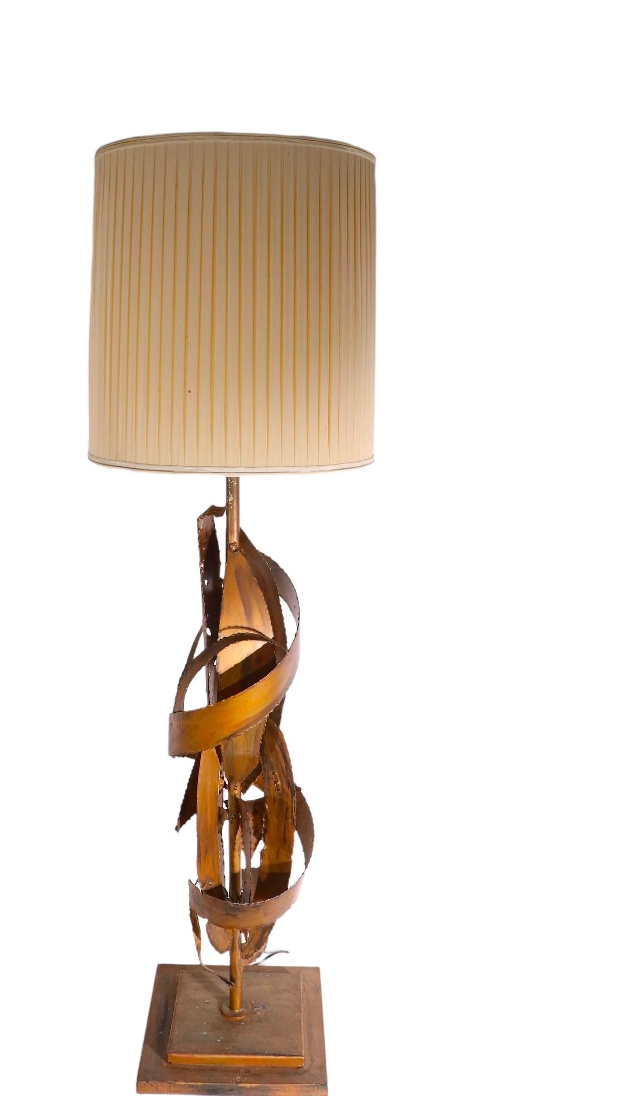 Large Brutalist Torch Cut Table Lamp Att. to Harry Balmer C 1970's For Sale 5