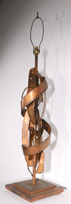 Large Brutalist Torch Cut Table Lamp Att. to Harry Balmer C 1970's