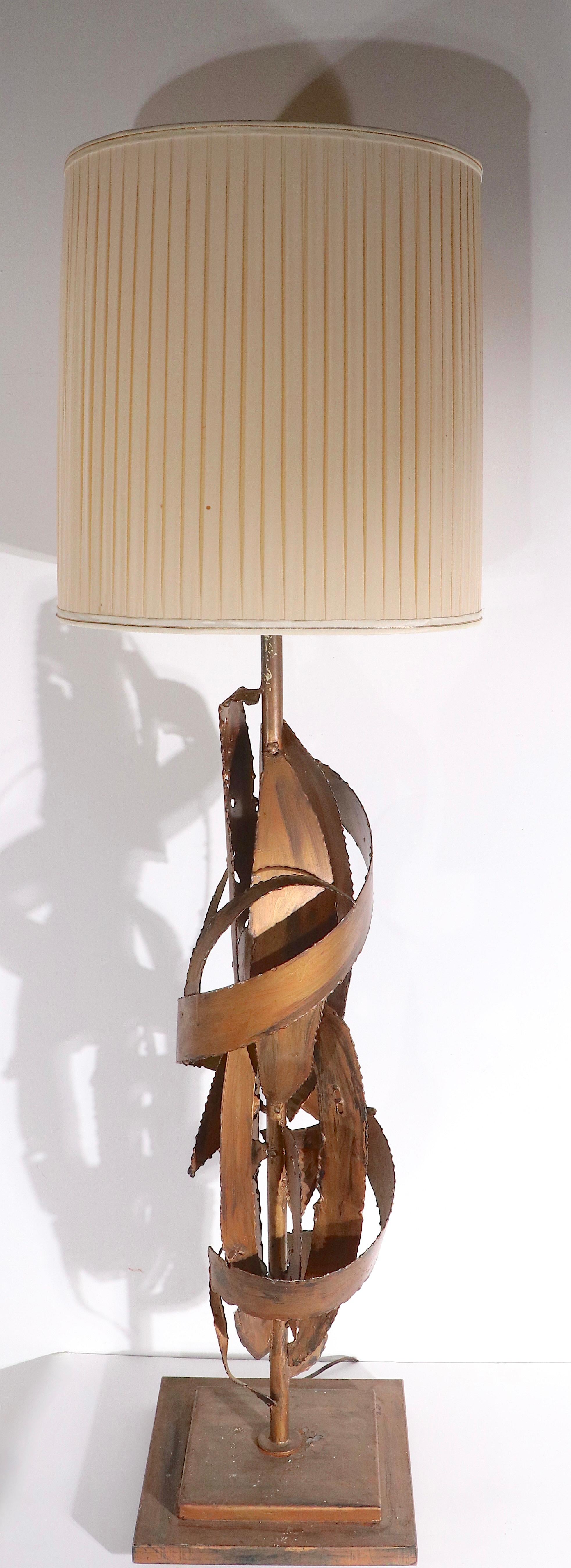 Large Brutalist Torch Cut Table Lamp Att. to Harry Balmer C 1970's For Sale 14