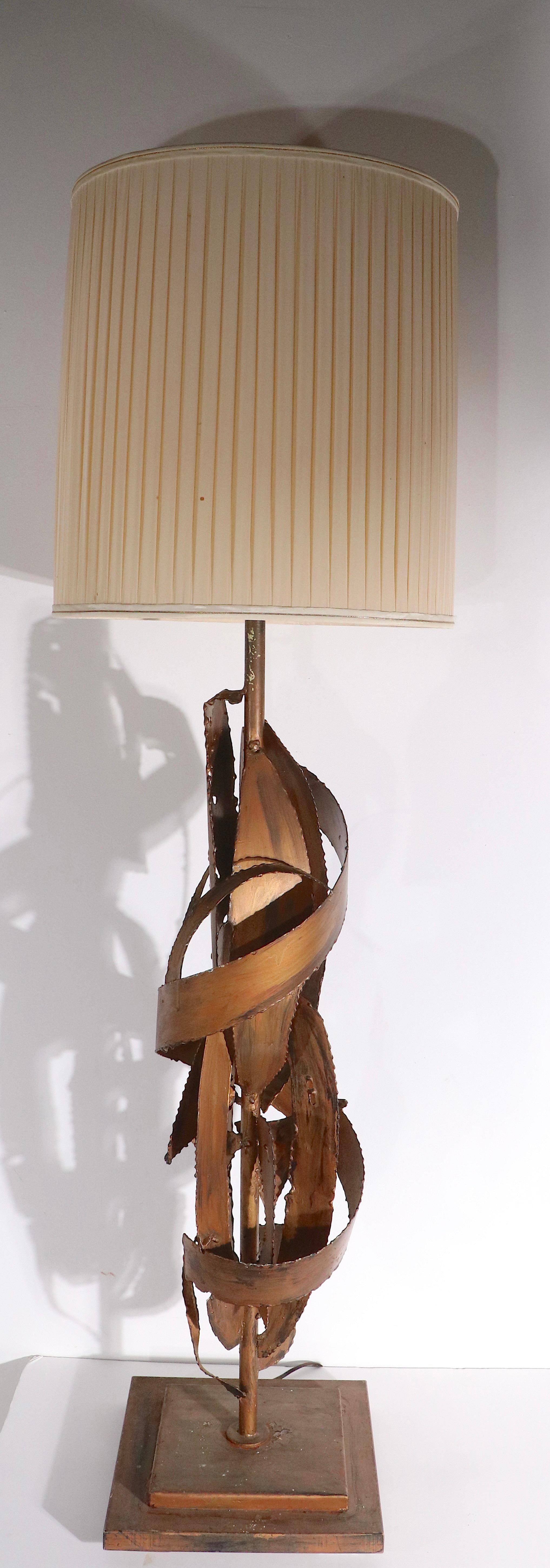 Late 20th Century Large Brutalist Torch Cut Table Lamp Att. to Harry Balmer C 1970's For Sale