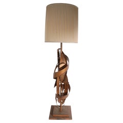 Large Brutalist Torch Cut Table Lamp Att. to Harry Balmer C 1970's
